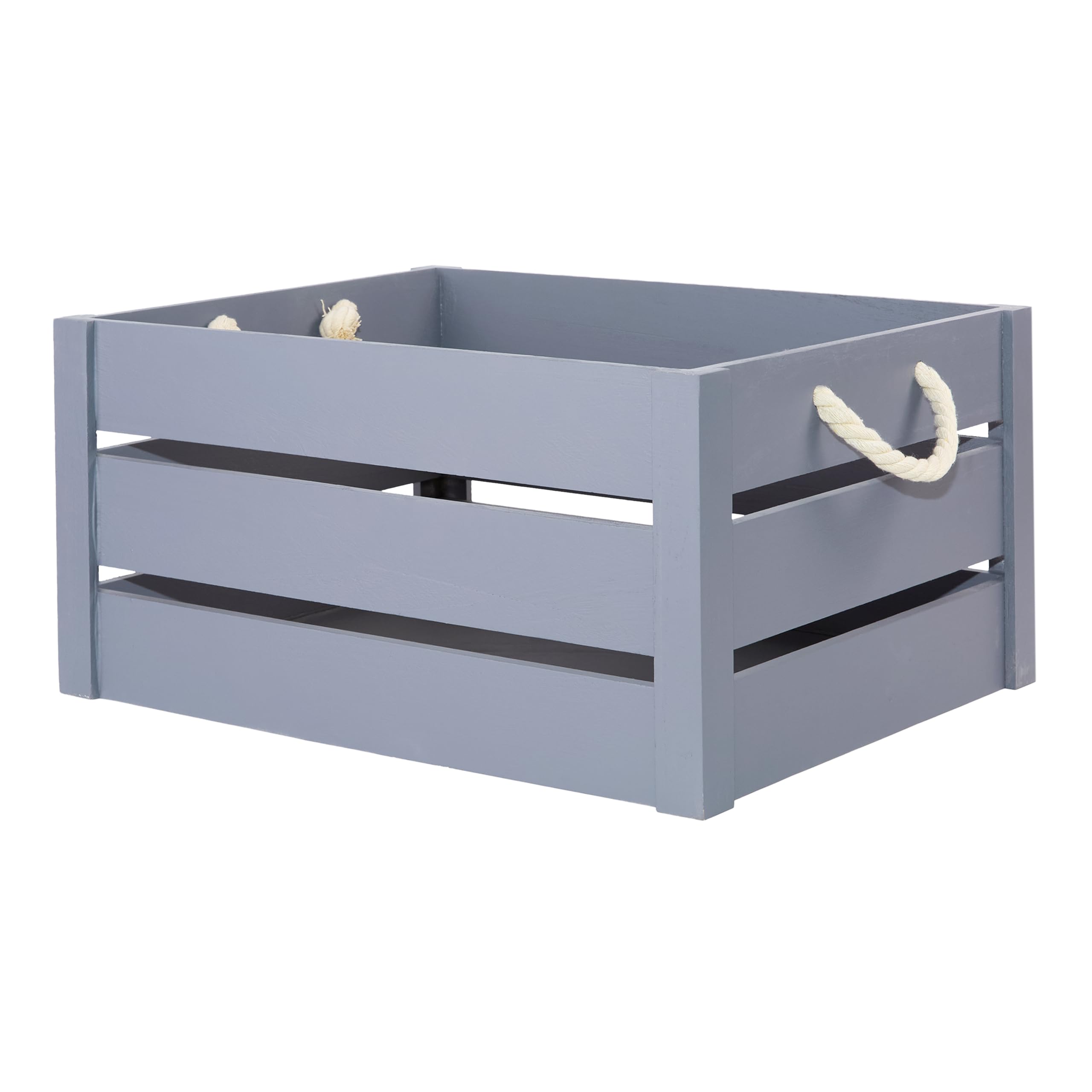 green leaves Grey Paint Rope Handle Storage Wooden Crates shelve Box Hampers New Version (Extra Large)
