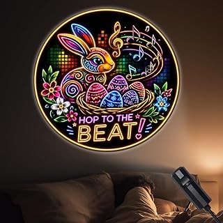 FLFGIDD Portable Projector Lamp USB Powered with Easter Bunny Hop to the Beat & Musical Notes for Home Easter Festive Atmosphere