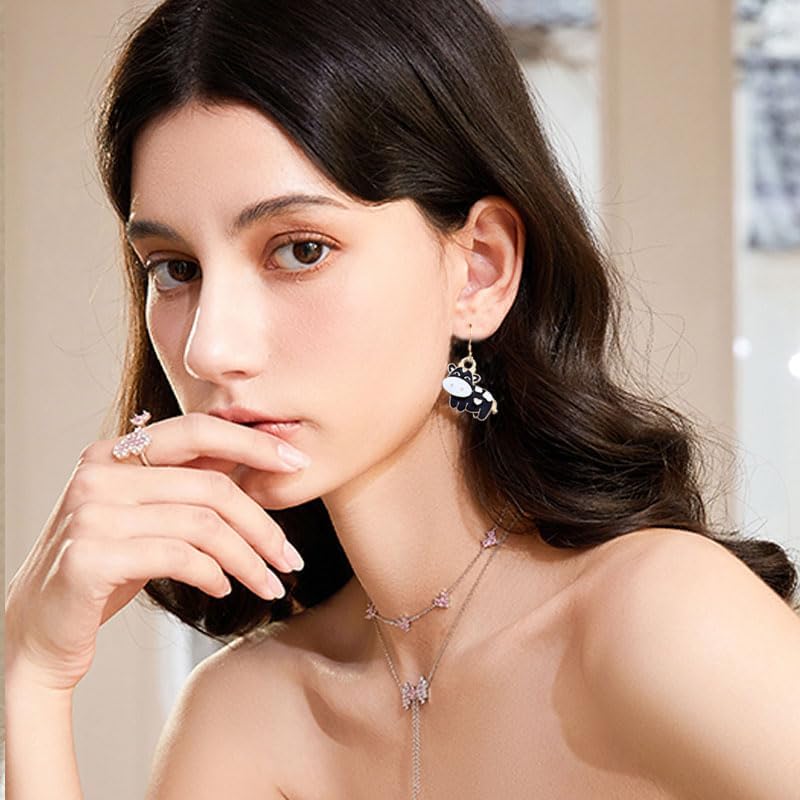 ONLYJUMP 4 Pairs Cow Farm Pet Earrings for Women Cute Golden Cow Animal Drop Earrings Farm Animals Earrings Country Fashion Birthday Friendship Party Accessories Jewelry Gift - Image 8