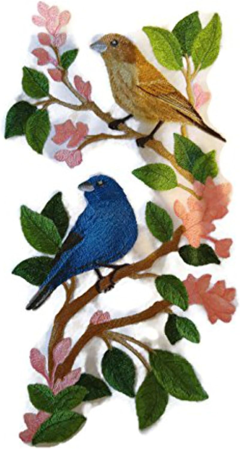 Nature Weaved in Threads, Amazing Birds Kingdom [Indigo Bunting Panel ] [Custom and Unique] Embroidered Iron on/Sew Patch [11.74" *6.09"] [Made in USA]