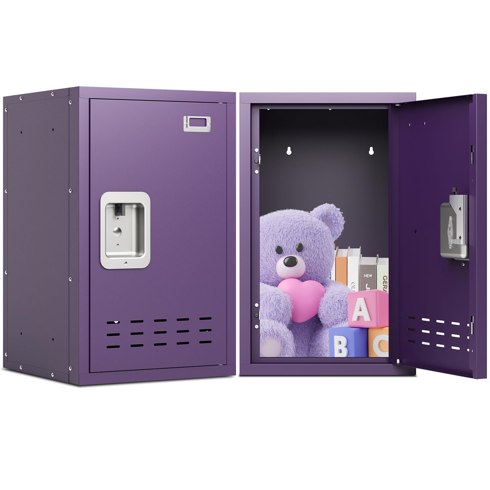 3.2CUB Storage Lockers,Small Metal Locker,Lockable Storage Cabinet, Lockers for Employees,Office,Kids Locker with Lock (Purple)