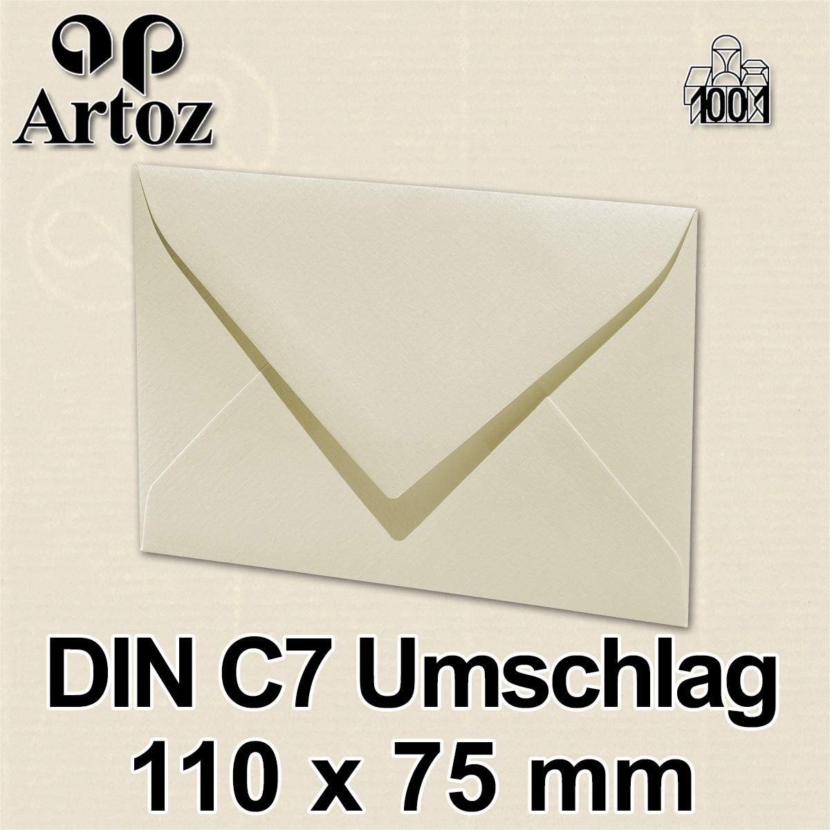 150x ARTOZ sobres DIN C7 pequeños - Crema (chamois) 110 x 75 mm - 100 g/m² sobres mini para boda, cumpleaños, Navidad, fiesta, tarjetas de regalo - Serie 1001