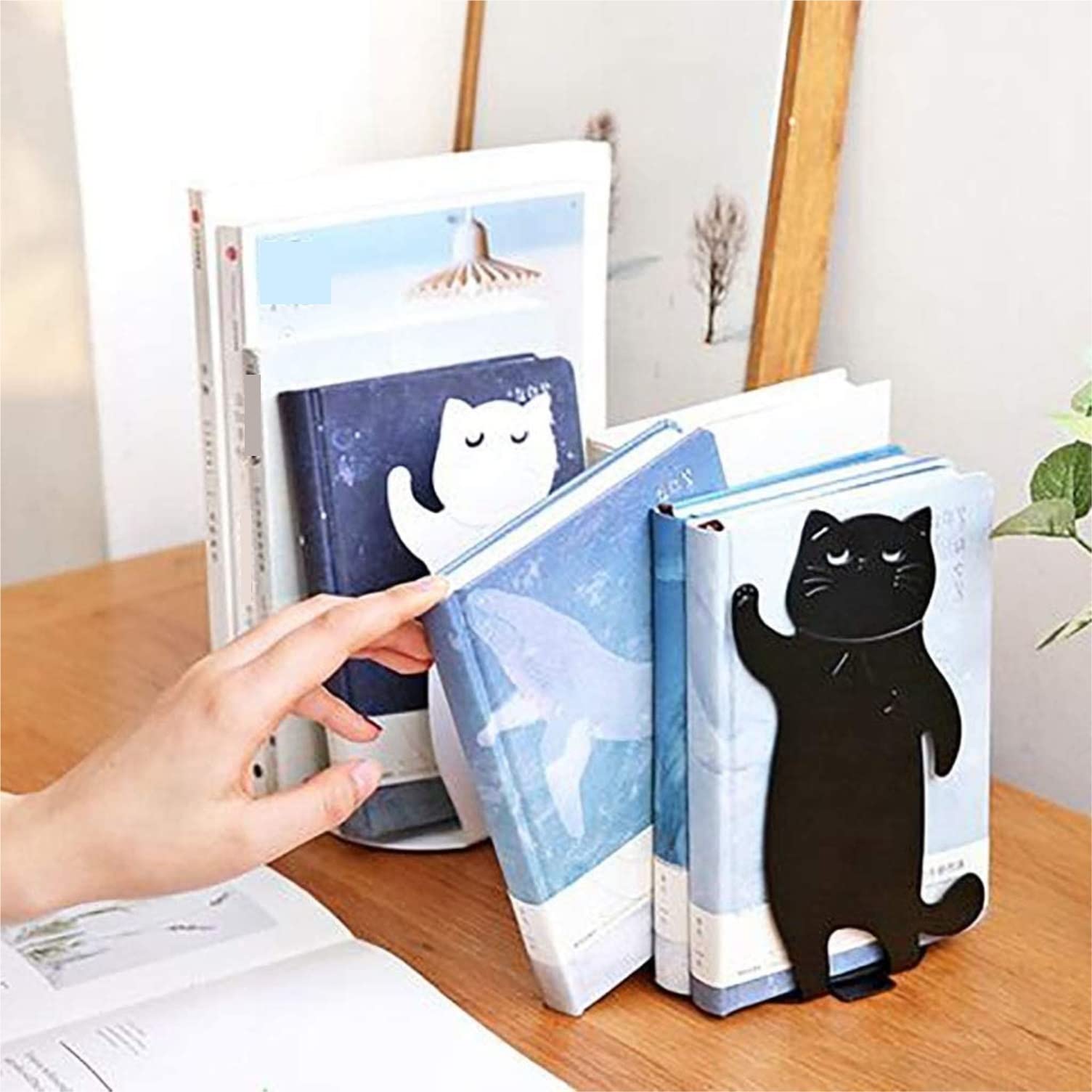 Sujetalibros para Estantería Bonitos Sujetalibros De Gato, Extremos De Libros De Metal Para Estantes, Tapón De Libro Decorativo Resistente Para La Escuela Y El Hogar Sujetalibros Sujeta ( Color : Svar