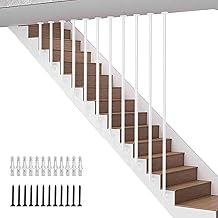 Pasamanos de metal para barandilla de escalera, barra de soporte antideslizante para escaleras redondas, pasamanos de hierro forjado con soporte, juego de rieles de agarre de escalera, color blanco