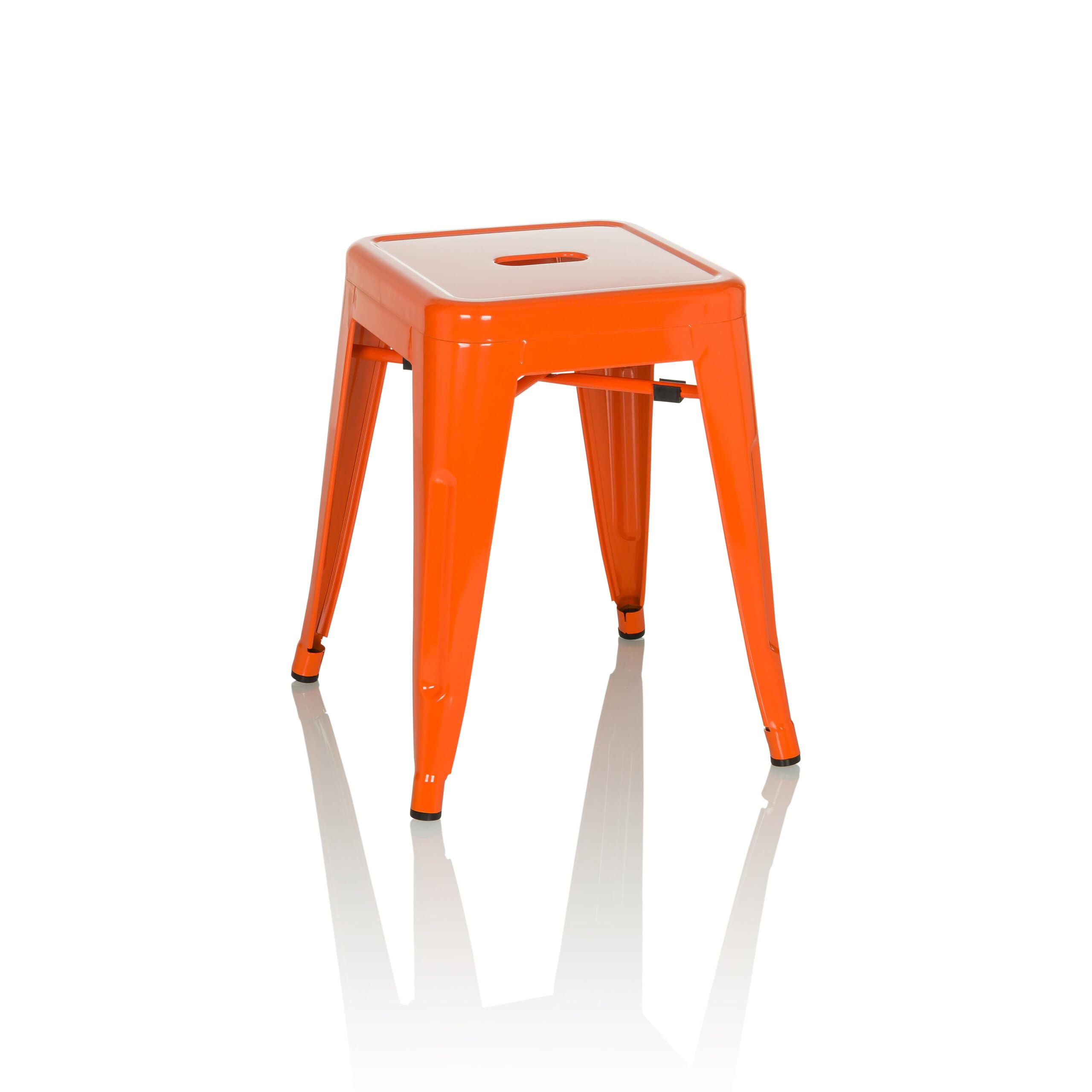 Tabouret bistrot VANTAGGIO métal orange empilable style industriel