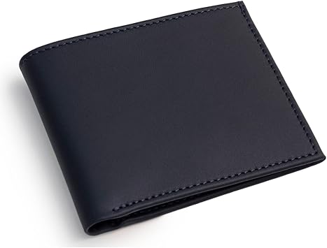 Maruse Bifold Wallet for Men Slim Italian Leather Wallet, Handmade in Italy, Minimalist Leather Wallet for Cards and Bills, Navy
