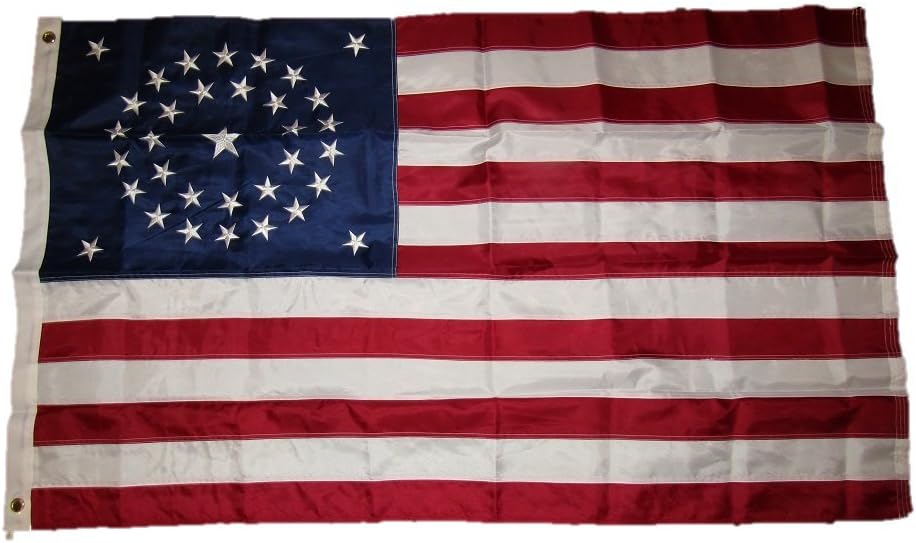 AES 3x5 Embroidered Sewn USA American 34 Star Union 210D Solarmax Nylon Flag 3'x5'