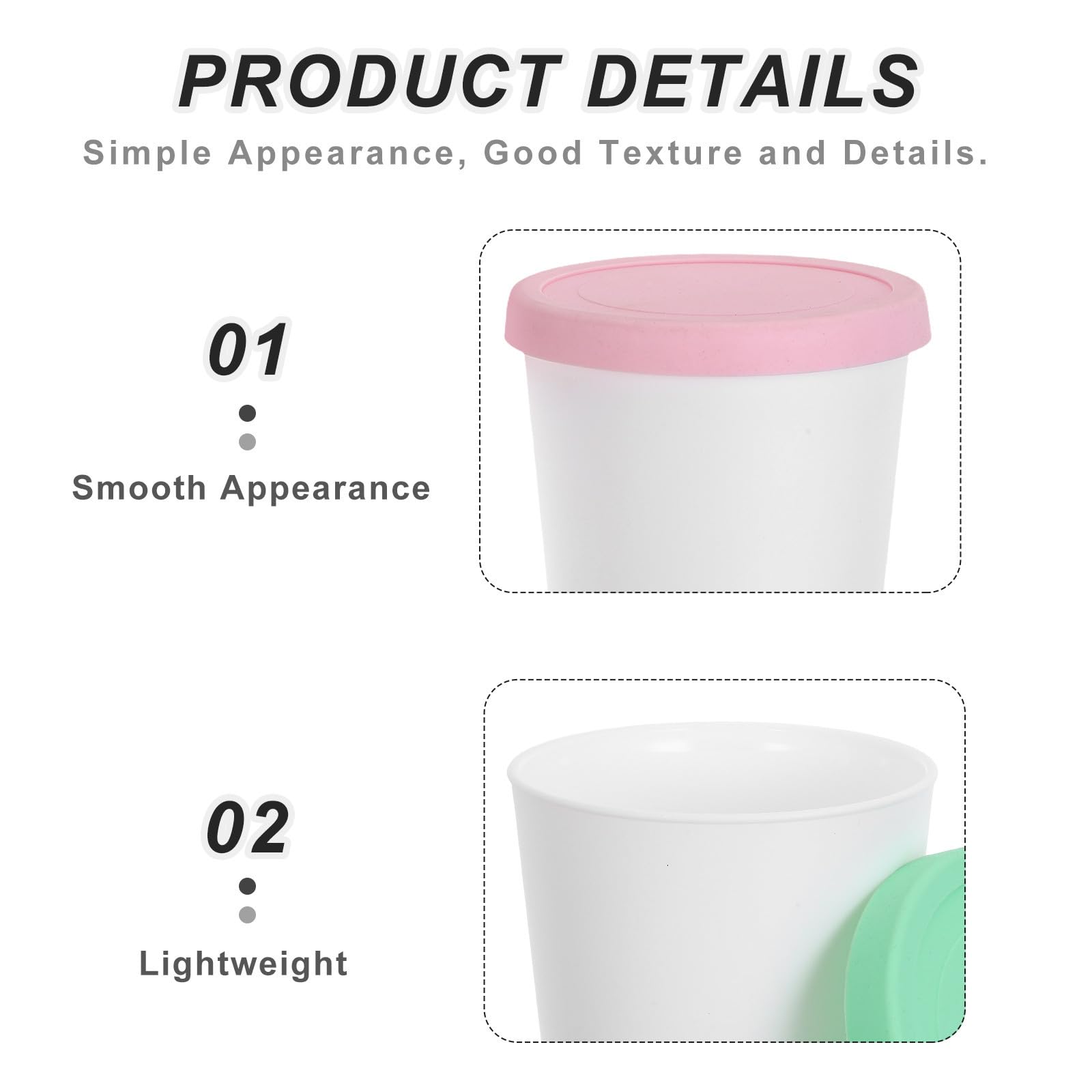Set da 4 Contenitori per Gelato da 1l in Silicone e Pp con Coperchio, Riutilizzabili, Sicuri per Freezer e Facili da Pulire, per Conservare Gelato Fatto in Casa