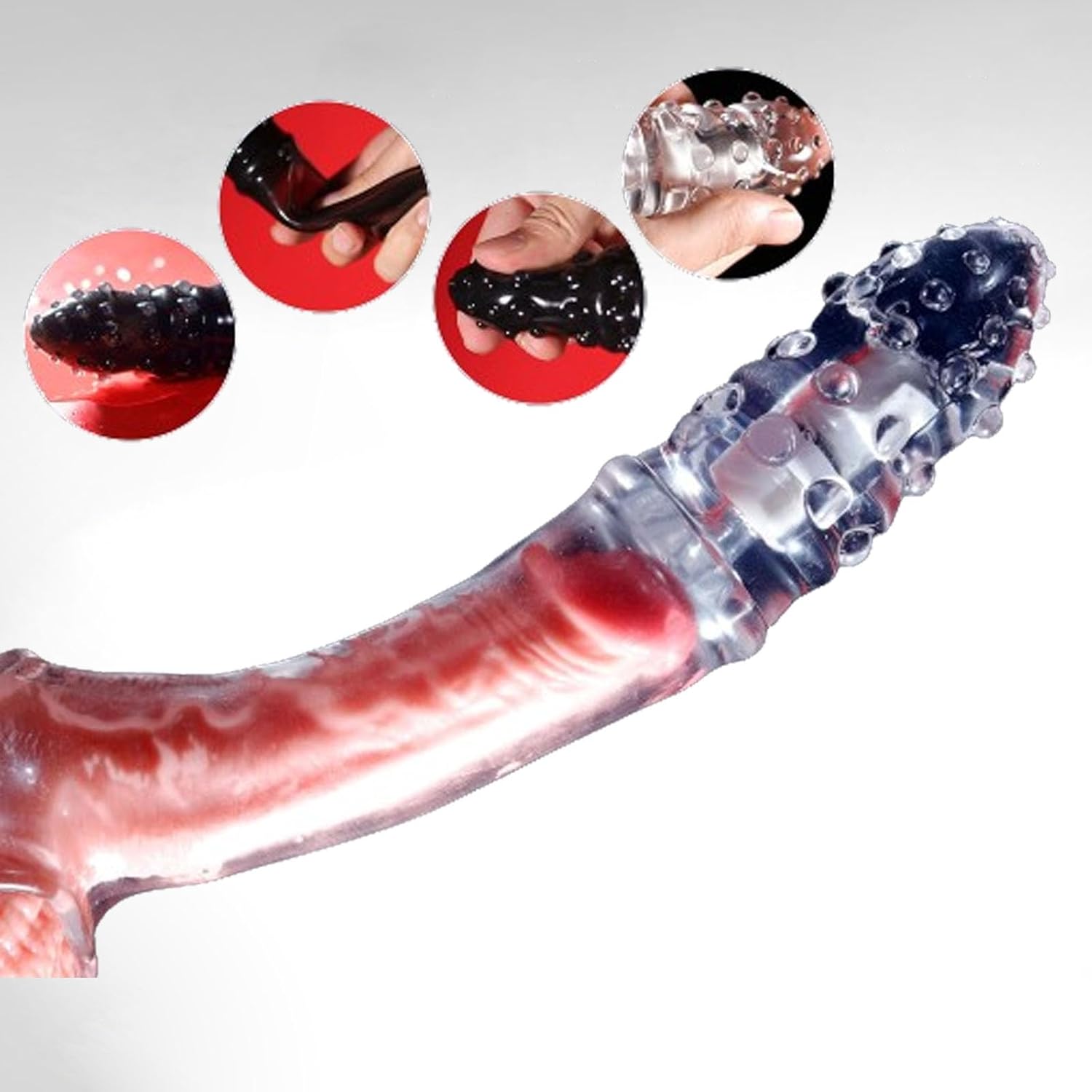 MFMYEE Penis Sleeve Vibrator, Silicone Penis Extender, Male Enlargement Delay Vibrators Clitoris Massager Penis Ring Cock Sleeve, Vibrating Dildo Sex Toys for Men (Transparent)