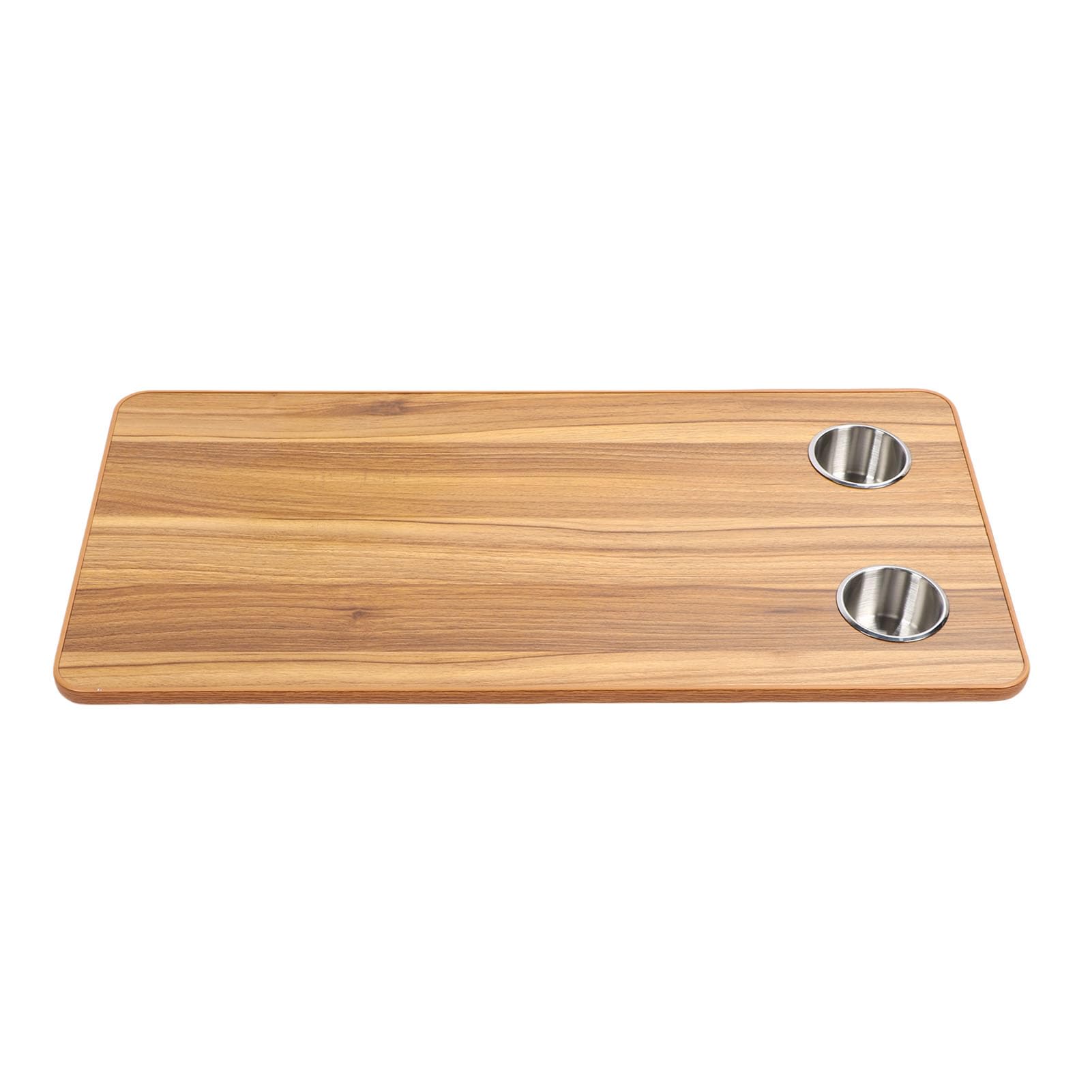 Acouto Ersatz für Wohnmobil-Tischplatte mit 2 Getränkehaltern, 80 X 39 cm, Holz-Bootstisch für Wohnmobile, Wohnmobil-Tischplatte, Arine-, (Brauner Holzstreifen)