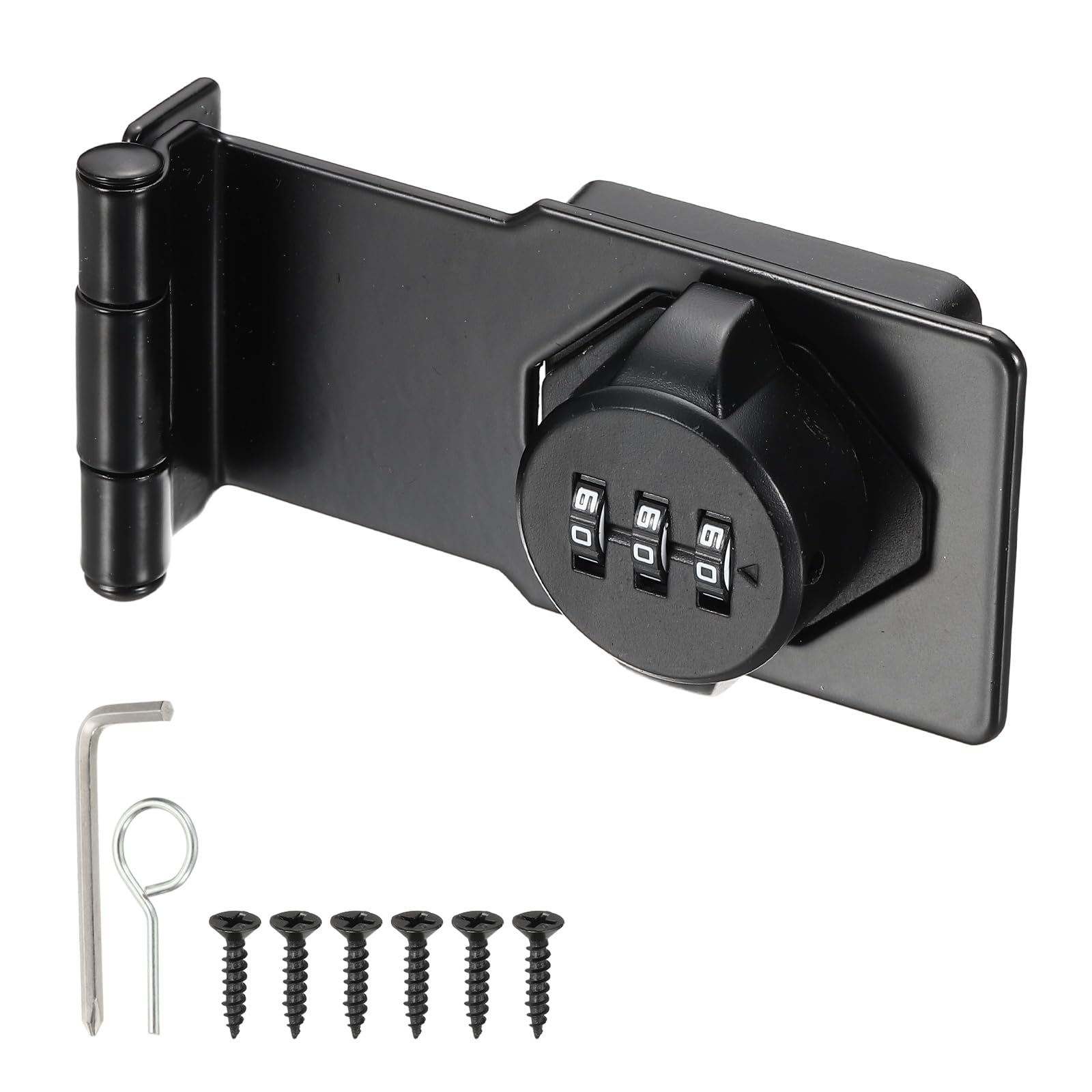 sourcing map Keyless Cabinet Lock with Combination Code - 90 Degree 5 Inch Password Hasp Latch Lock Mechanical Password Rotary Hasp, for Office Filing Cabinets Drawer Closet, Black