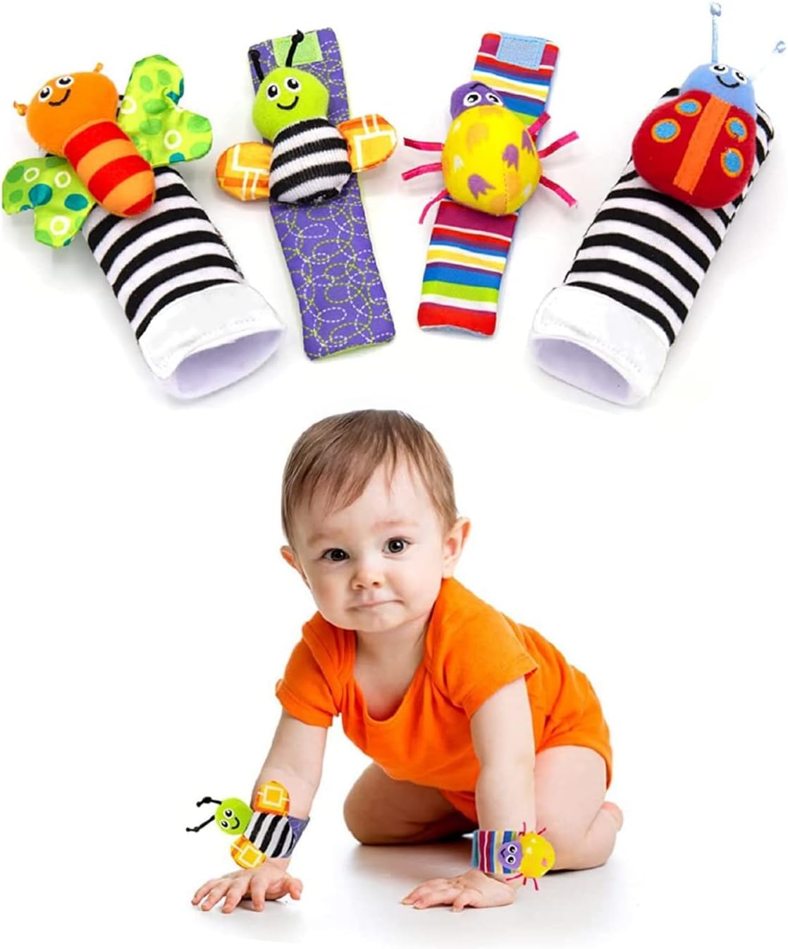 BeFunky Wrist Rattles, Toys Rattles Socks for Babies, Baby Socks Soft Sensory Toys for Babies Birth Birthday, Baby Essential Gifts for 0-3, 0-6, 3-6, 6-12 Months (Pack of 4) (Butterfly + Beetle) (B0D7PWK9BK) Amazon Price History, Amazon Price Tracker