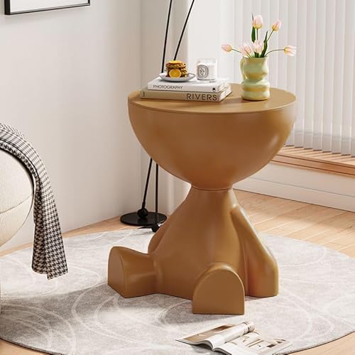 サイドテーブル ナイトテーブル テーブル 収納付き おしゃれ デザインセンス 一人暮らし ソファ横 ベッド横 高さ約41cm× 直径約37cm (オレンジ色)