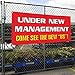 Vinyl Banner Multiple Sizes Under New Management come See The Us Business Banners Outdoor Weatherproof Industrial Yard Signs Red 4 Grommets 24x48Inches
