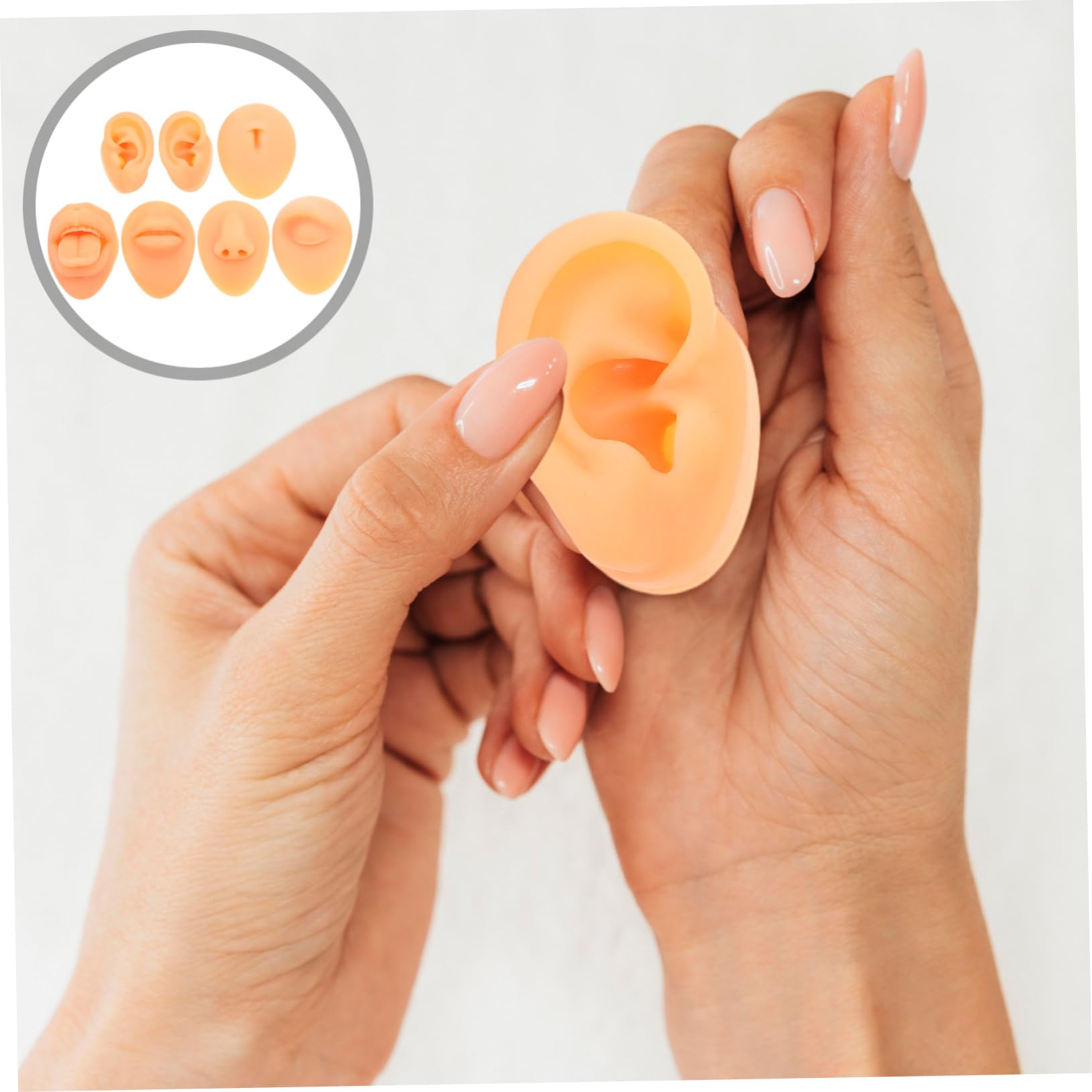 SECFOU 1set Modelli Facciali Silicone Per Piercing Comprende Orecchie Naso Bocca e Lingua Modelli Flessibili Per Pratica e Insegnamento Strumenti Di Alta Versatilità e Facili Da Pulire