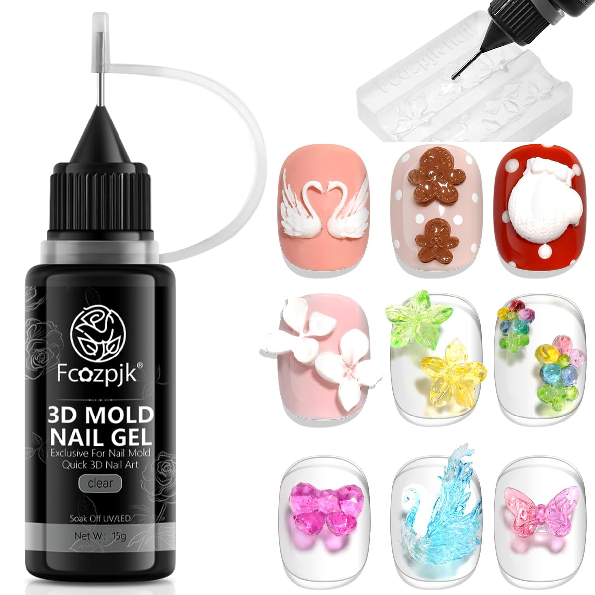 Fcozpjk 3D Sculpting Gel Acrílico 15g Transparente para Uñas