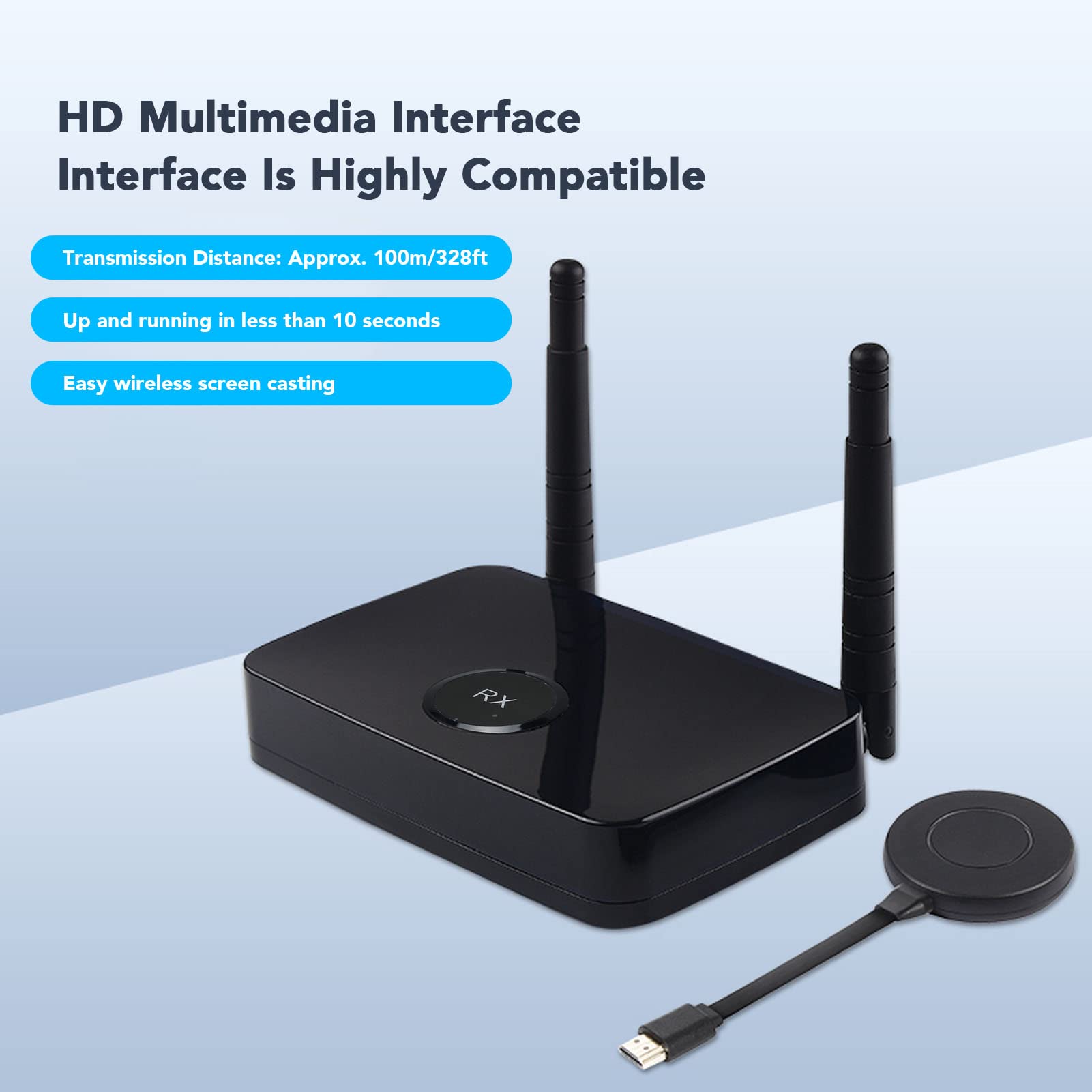 Bezprzewodowy Nadajnik i Odbiornik HDMI, 328FT Full HD 1080P Bezprzewodowy Sprzęt do Prezentacji Adapter HDMI do Laptopa PC Projektor Telewizyjny (Wtyczka UE)