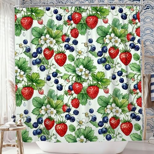 Rideau de douche motif fraise lavable pour protéger le sol des éclaboussures - 4