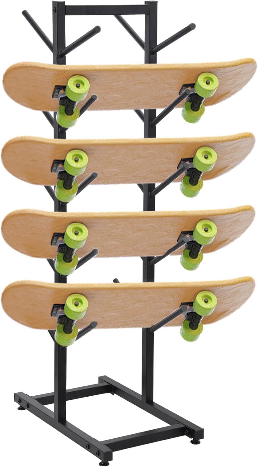 Snowboard Storage Rack,Floor Display Rack Organizer for Skateboard - 5-Tiers Snowboard Metal Holder, Home Gym Storage Holder for Garage, Shop, Living Room