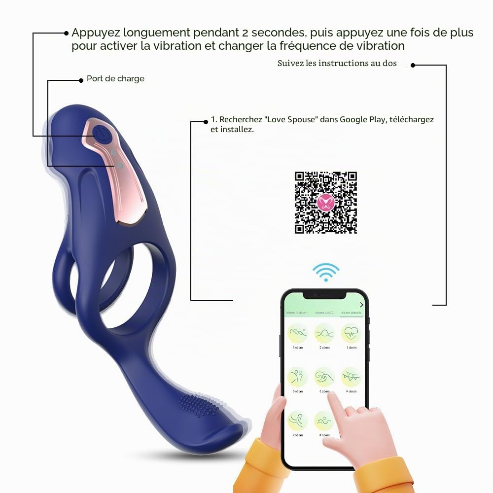 Masseur de Prostate Intelligent 3-en-1 avec APP - Vibromasseur à Poussée Automatique & Anneau Pénien - 9 Modes de Vibration & Télescopique - Silicone Médical Étanche - Sextoy Homme Point P & Couple
