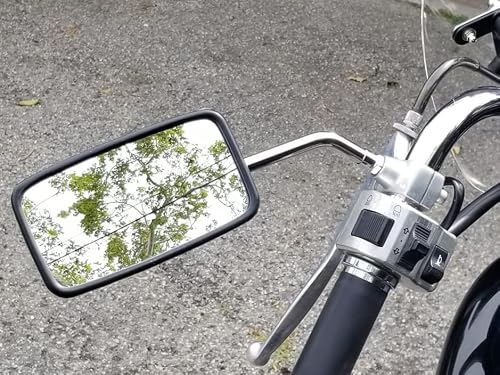 10 mm Bolt Chrome Motorcycle Universal Handlebar Rear view Side Mirrors Compatible with Harley Kawasaki Suzuki Aprilia Street Bike Cruiser Scooter Mirror SIZE: 125mm X 70mm (Chrome Silver) - Thumbnail 2