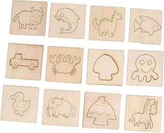 Agatige 24Pcs Painting Template,DIY Making Mold,7.3 x 7.3cm Wooden Hollow Interesting Design Wooden Reusable Animal Template Art Craft Supplies Mold for Decoration, Scrapbook, DIY Gift Projects