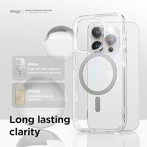 Miniatura 5 de elago Funda magnética híbrida transparente compatible con iPhone 15 Pro, compatible con MagSafe, 6.1 pulgadas, protección contra caídas de grado