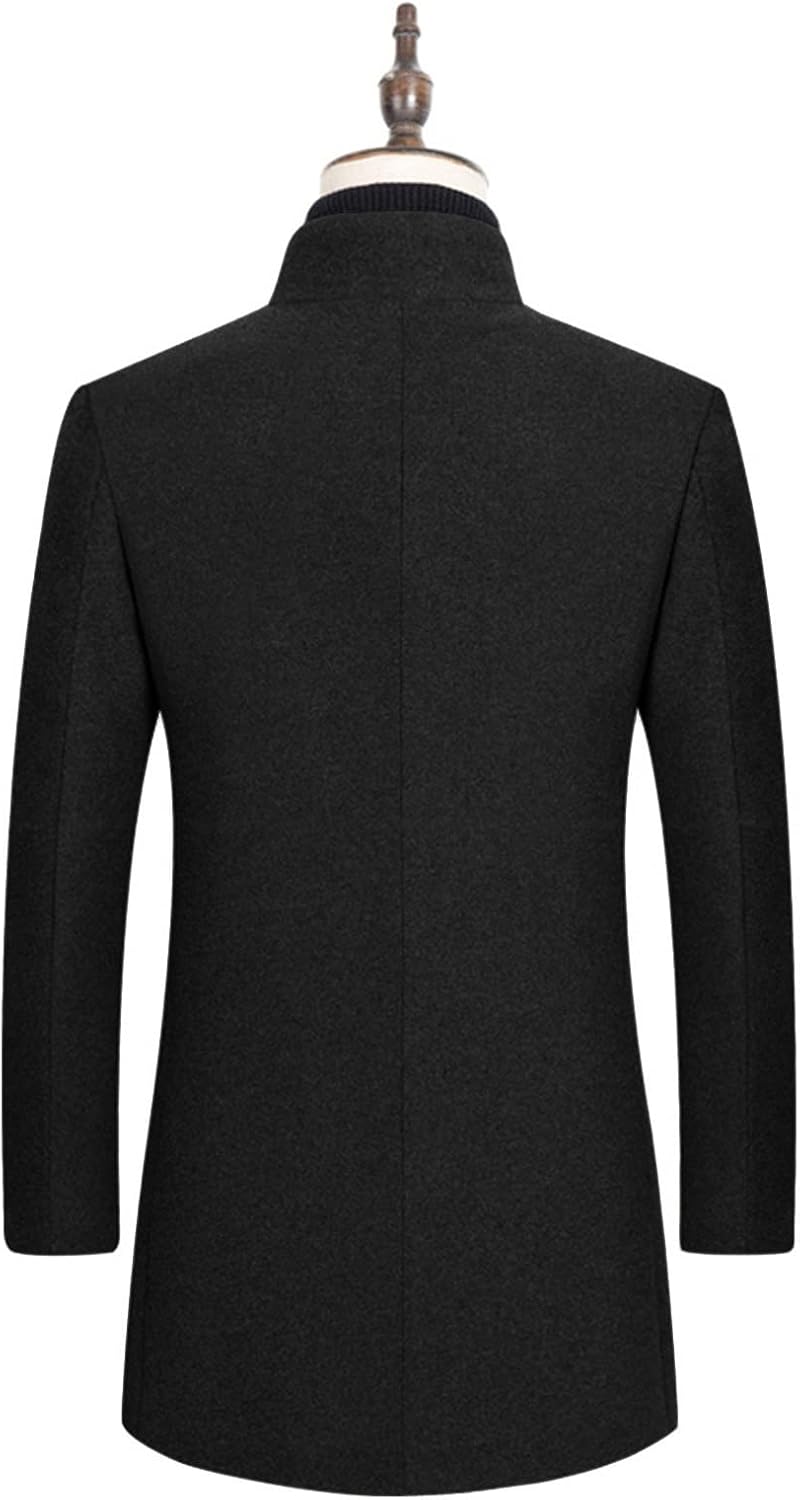 JEsilunmaMY Men's Single Breasted Wool Trench Coat Casual Stand Collar Business Down Jacket Fall Winter Warm Thick Overcoat