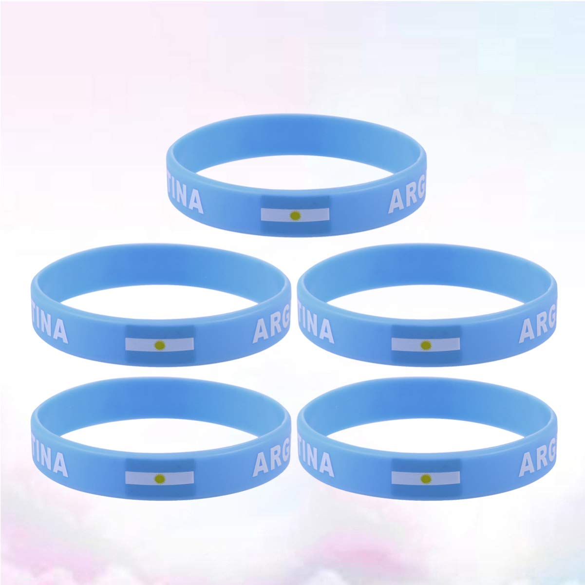 LIOOBO 5pcs Country Flag Silicone Bracelet Unique Rubber Sports Fashion Wristband Game Supplies Hand Band for Sports Game Compatitive Race International Match (Argentina)