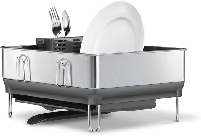 simplehuman Kitchen Compact Steel Frame Dish Rack with Swivel Spout Fingerprint-Proof Stainless, Grey Plastic: Buy Online at Best Price in UAE