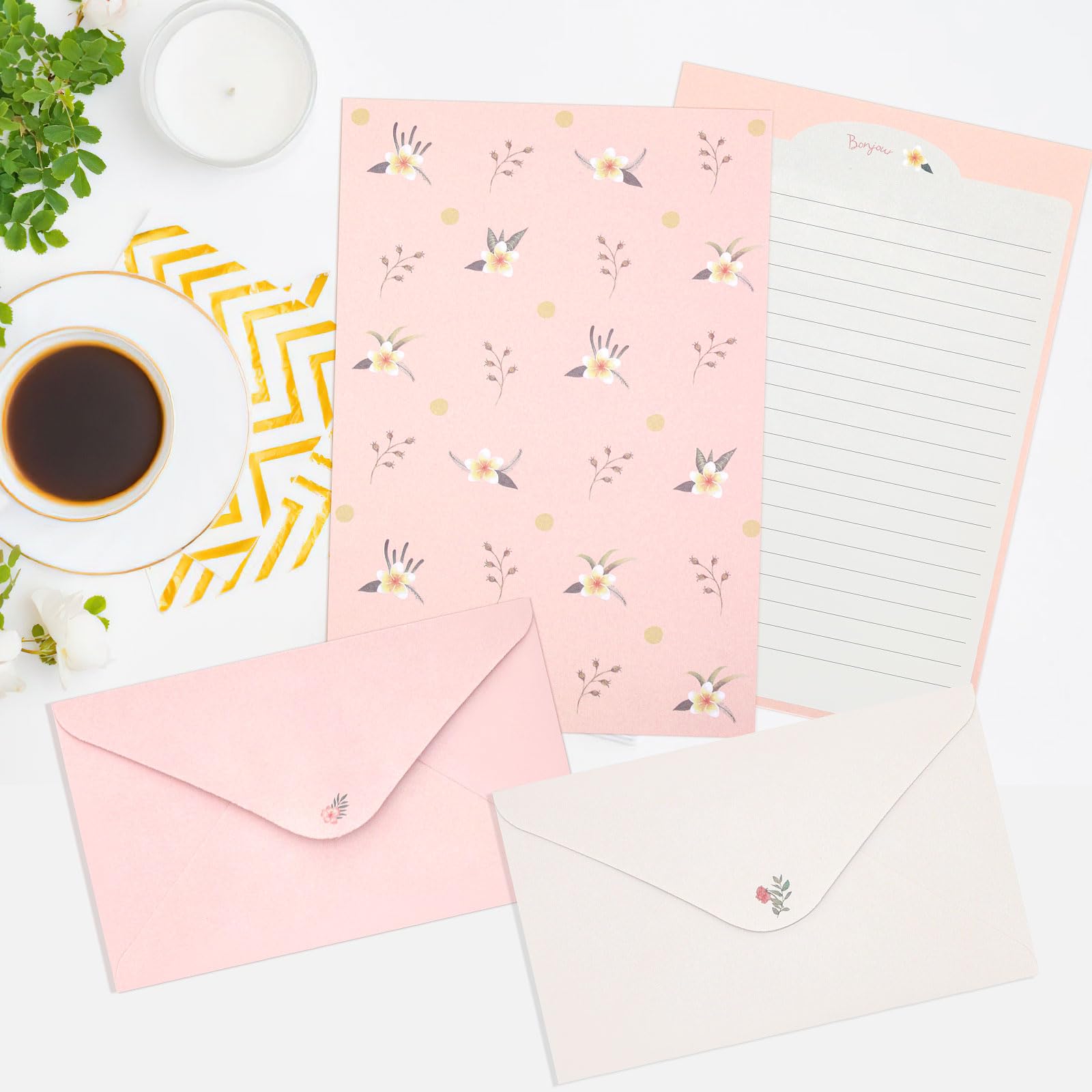 KSIWRE 54 PCS Stationery Set with Envelopes,36 Writing Paper+18 Envelopes,Cute Lined Stationery Paper for Writing Letters Invitations Poem Office School Supplies - Image 2