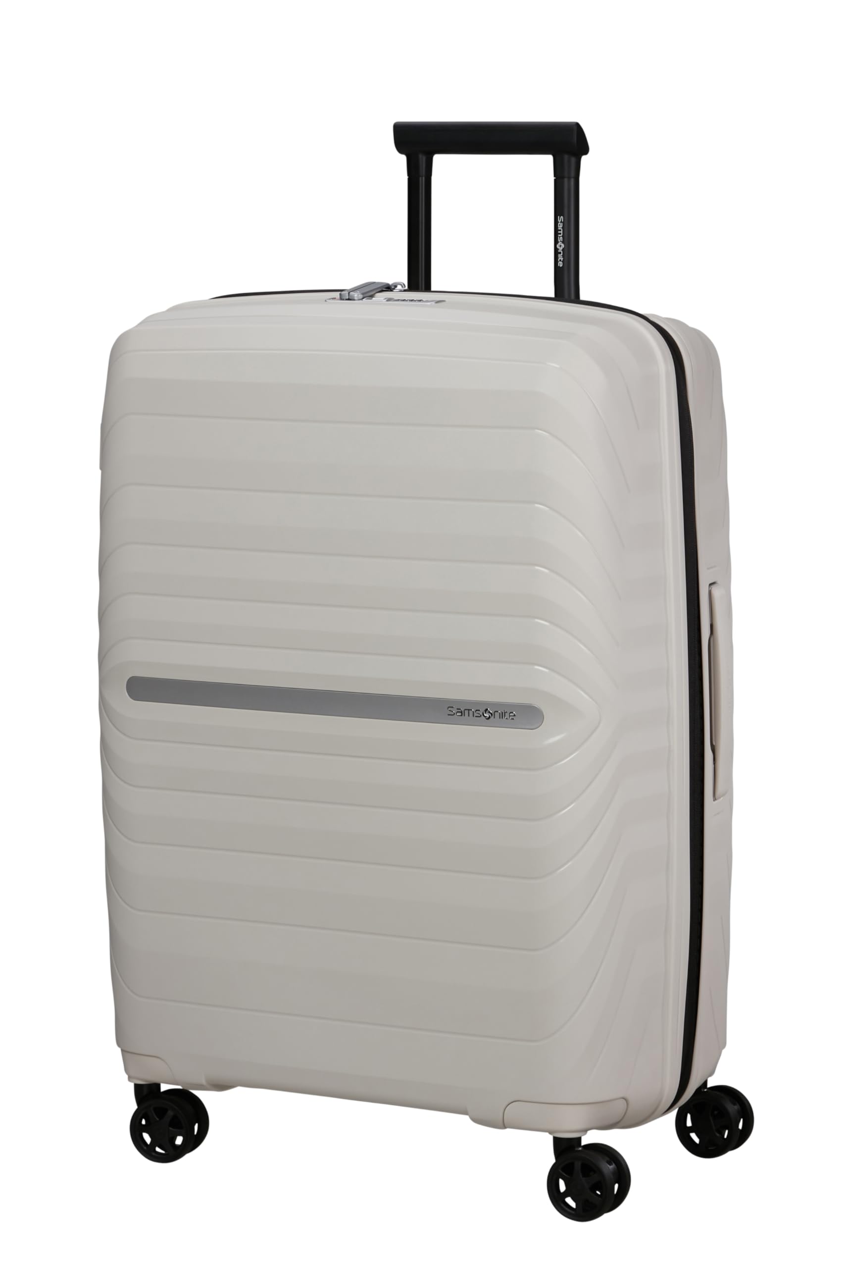 Samsonite Neo Flux - Spinner M, Valigia espandibile, 68 cm, 86/96 L, Beige (Warm Neutral)
