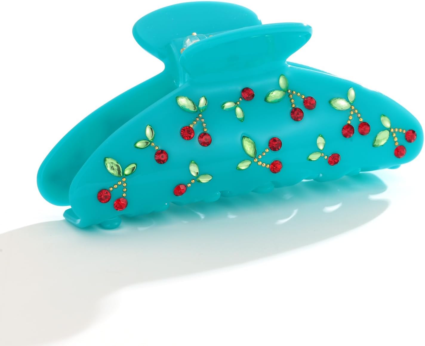 LILIE&WHITE Blue Acrylic Hair Clips For Women Cherry Hair Clip Claw With The Rhinestone Pattern In Red Cherry Strong Hair Fix Hair Clips Jewelry Fashion Gift For Women Hair Accessory