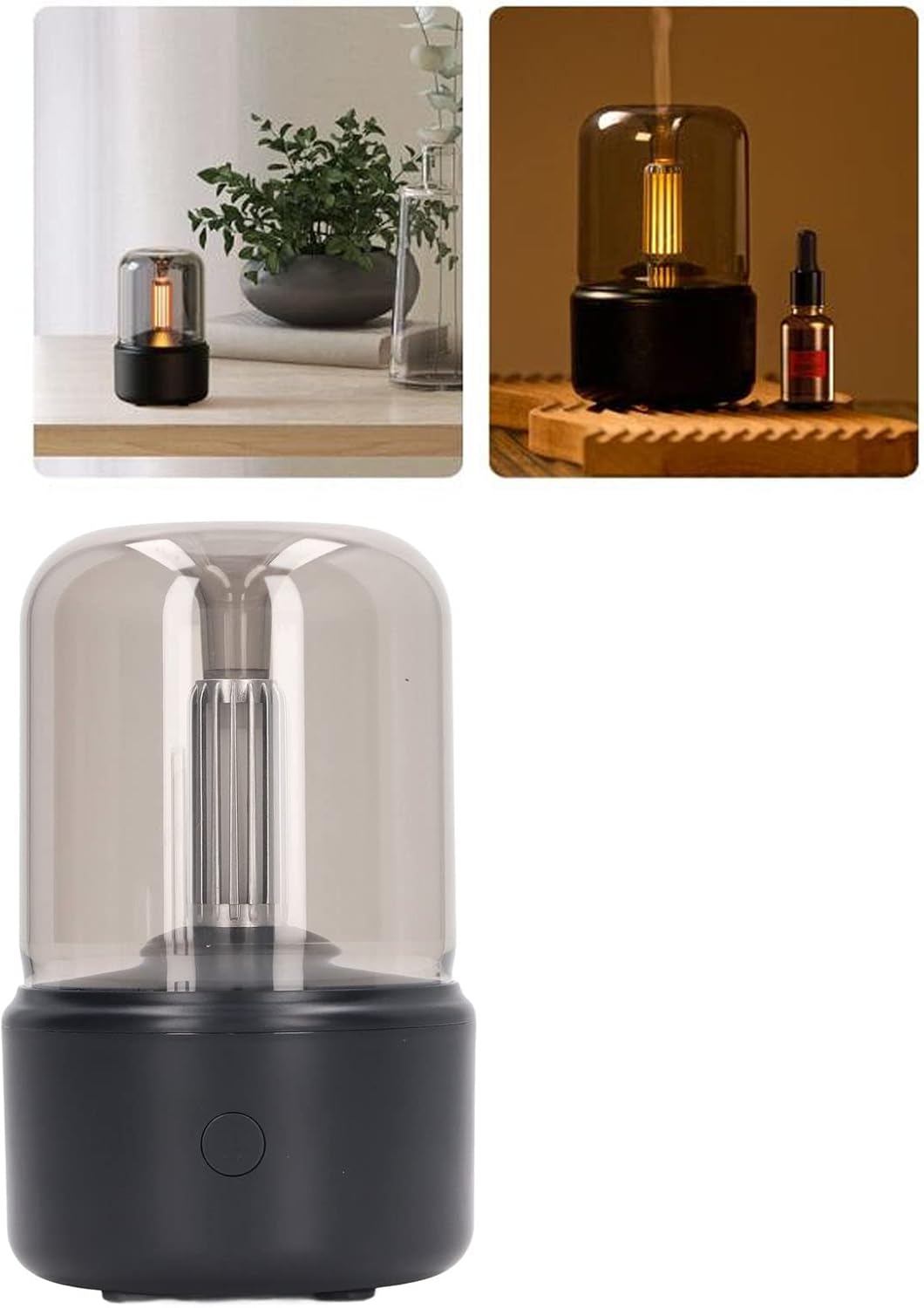 Candlelight Humidifier Low Noise Portable USB Essential Oil Diffuser Humidifier with LED Night Light 120ml