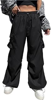 buynewtrend Women Loose Fit Parachute Trousers | High Waist Cargo Pant-picture-13