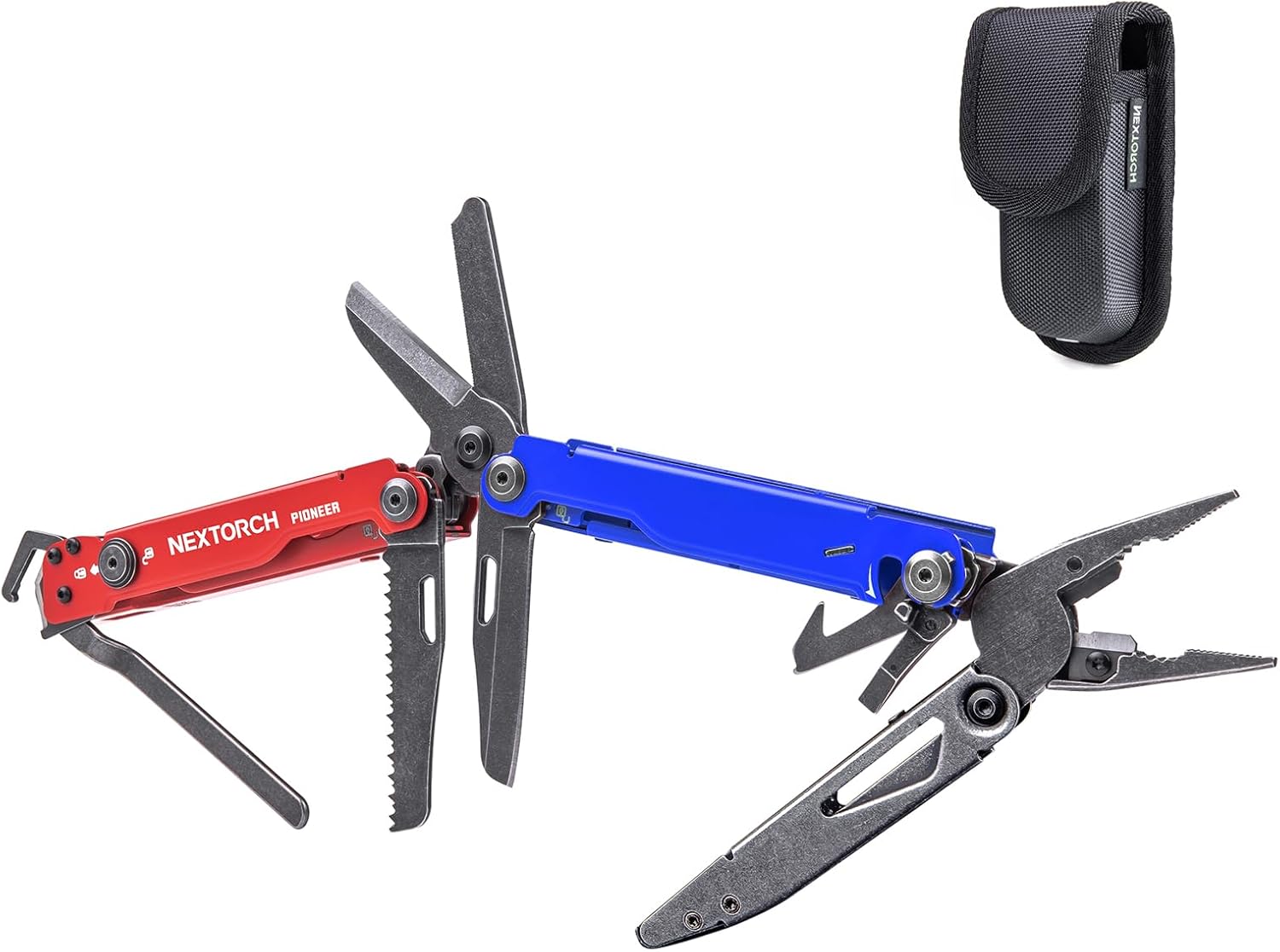 NEXTORCH PIONEER MT20 15-IN-1 Multi-tools Full-Size,Versatile Multi-tool Set with Scissors Needle Nose Pliers Pocket Clip Multi-tool (with Glass-breaker and Cuff key)