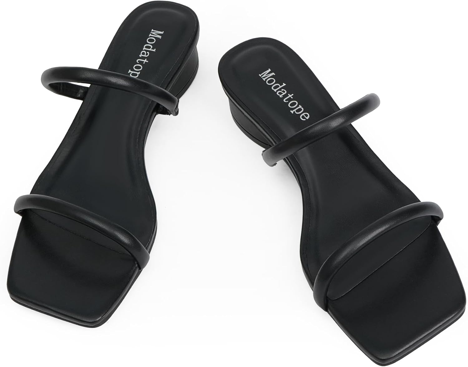 Modatope Square Open Toe Heeled Sandals Women Two Strap Chunky Heel Sandals for Women Low Block Heel Sandal Dressy - Image 6