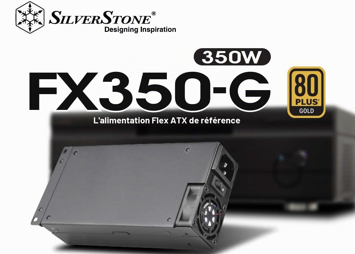 SilverStone FX350-G - Série Flex, 350 W, Alimentation PC 80 Plus Gold, Ventilateur à Faible Bruit 40 mm - Noir