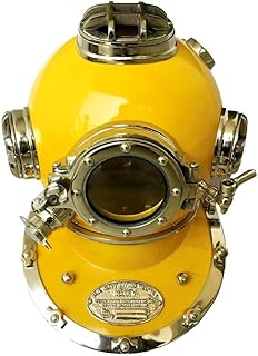 Casco para buceadores de 45,7 cm, color amarillo antiguo de la vendimia, color amarillo de los EE. UU