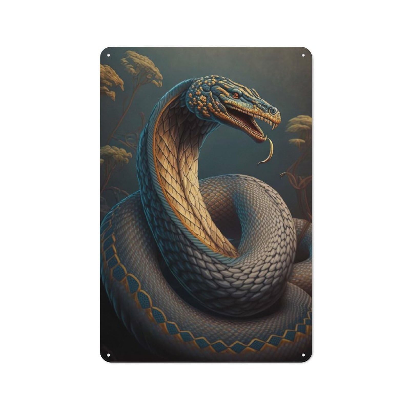 Junmoney Snake Wild Life Metal Tin Sign, Small Wall Accent For Small Toilet, Washroom And Hallway, 30X20cm