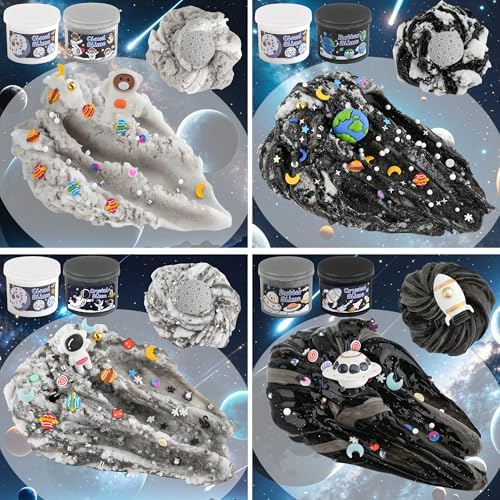 LAWOHO Galaxy Slime Set of 6 Fluffy Cloud Slime, Butter Slime & Clear Slime, Crunchy Slime for Children, Children's Birthday Party Bags, Halloween, Christmas Gifts for Girls and Boys