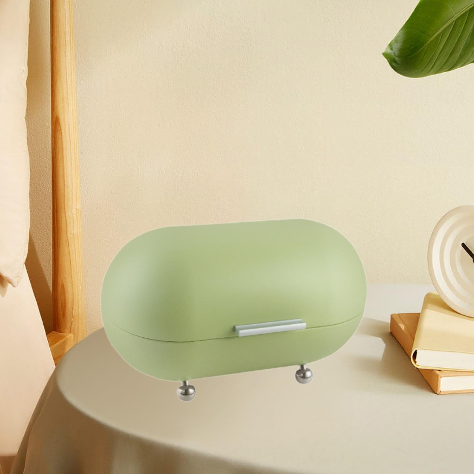 Caja de Almacenamiento de Pan multifunción para encimera, repostería, Cocina, Elegante Recipiente Metal para Pan con Tapa abatible fácil Abrir y Cerrar. , Verde