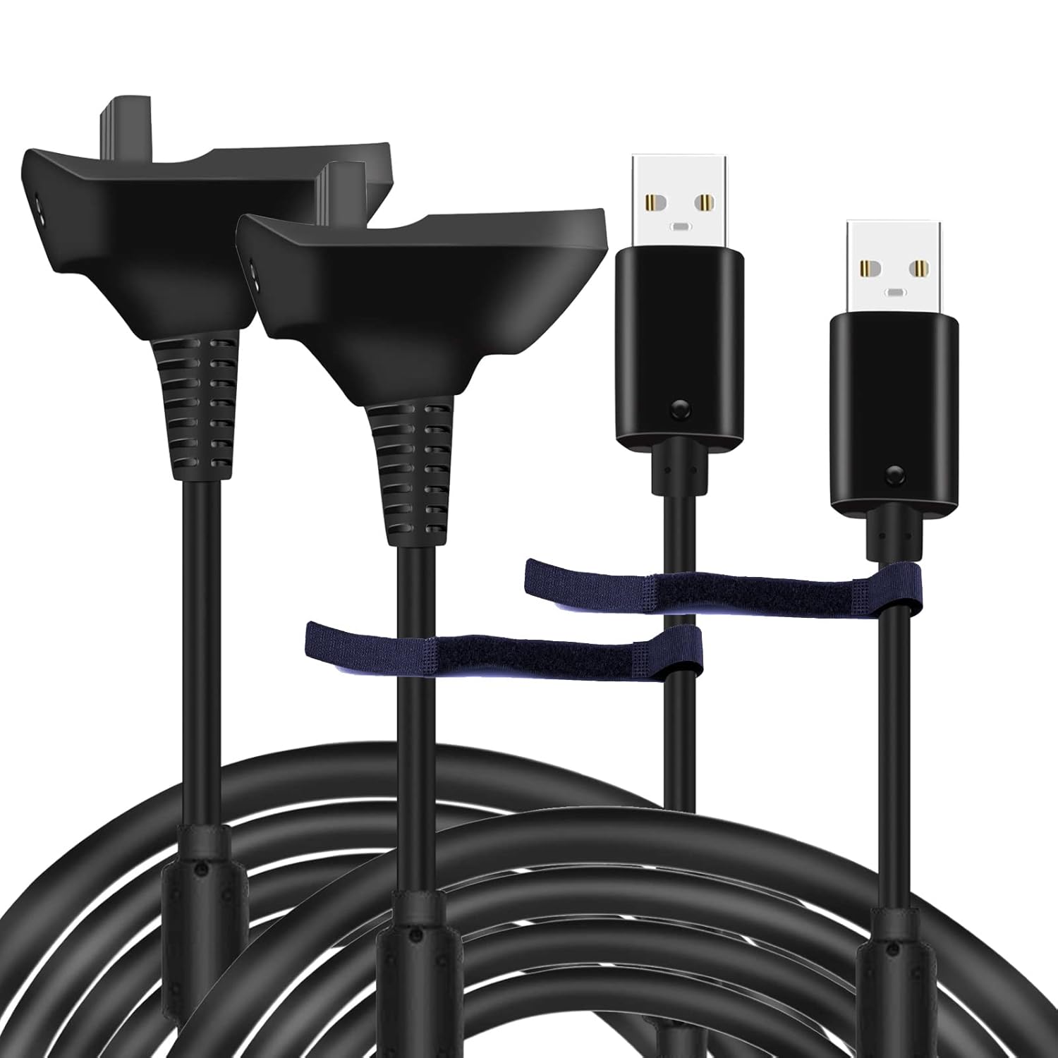 2Pack Charging Cable for Xbox 360 with Cable Ties, 6Ft Ring