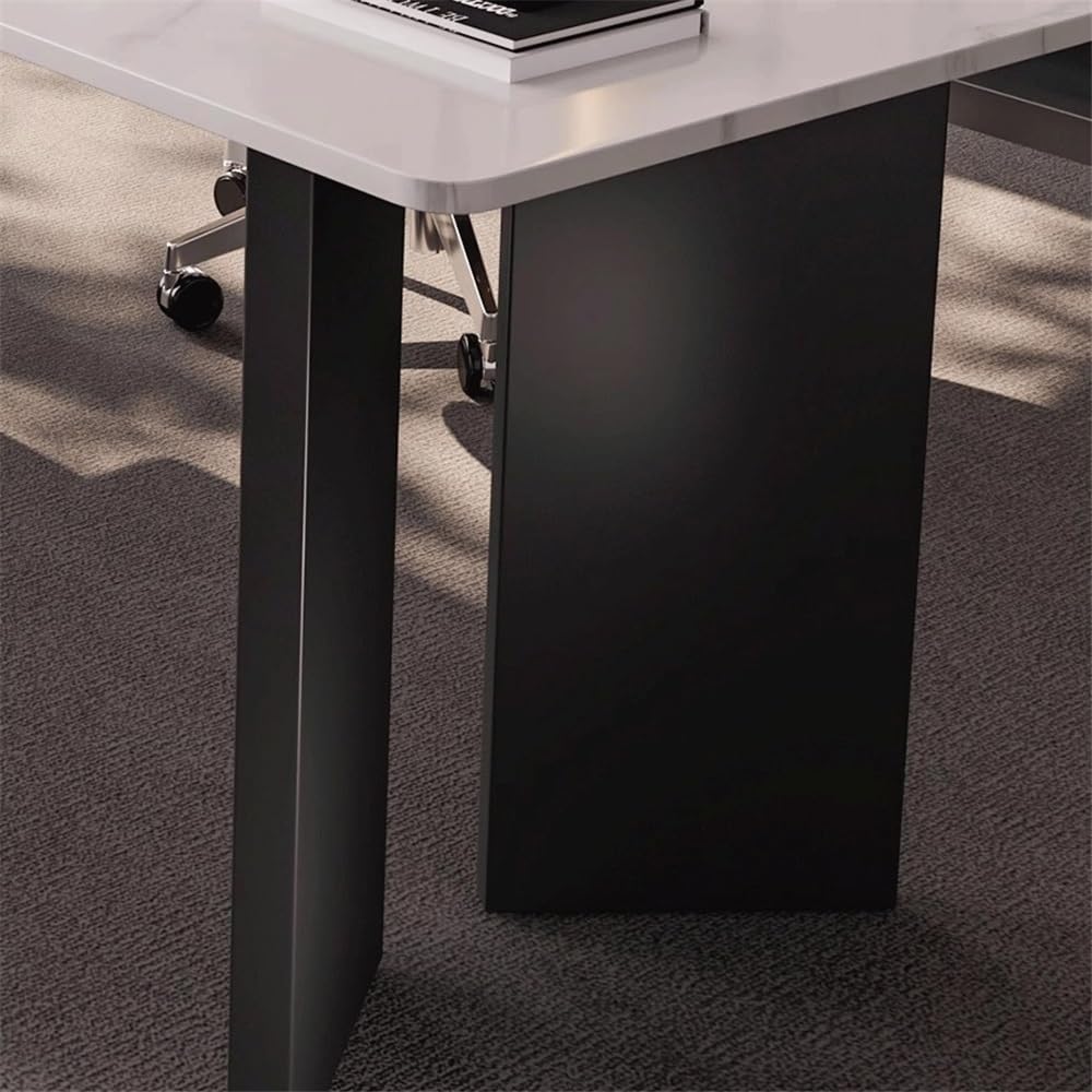 Nowoczesne biurko szefa kuchni z płytą kamienną i stabilnymi metalowymi nogami, minimalistyczne biurko do domowego biura, biurko komputerowe (XL)