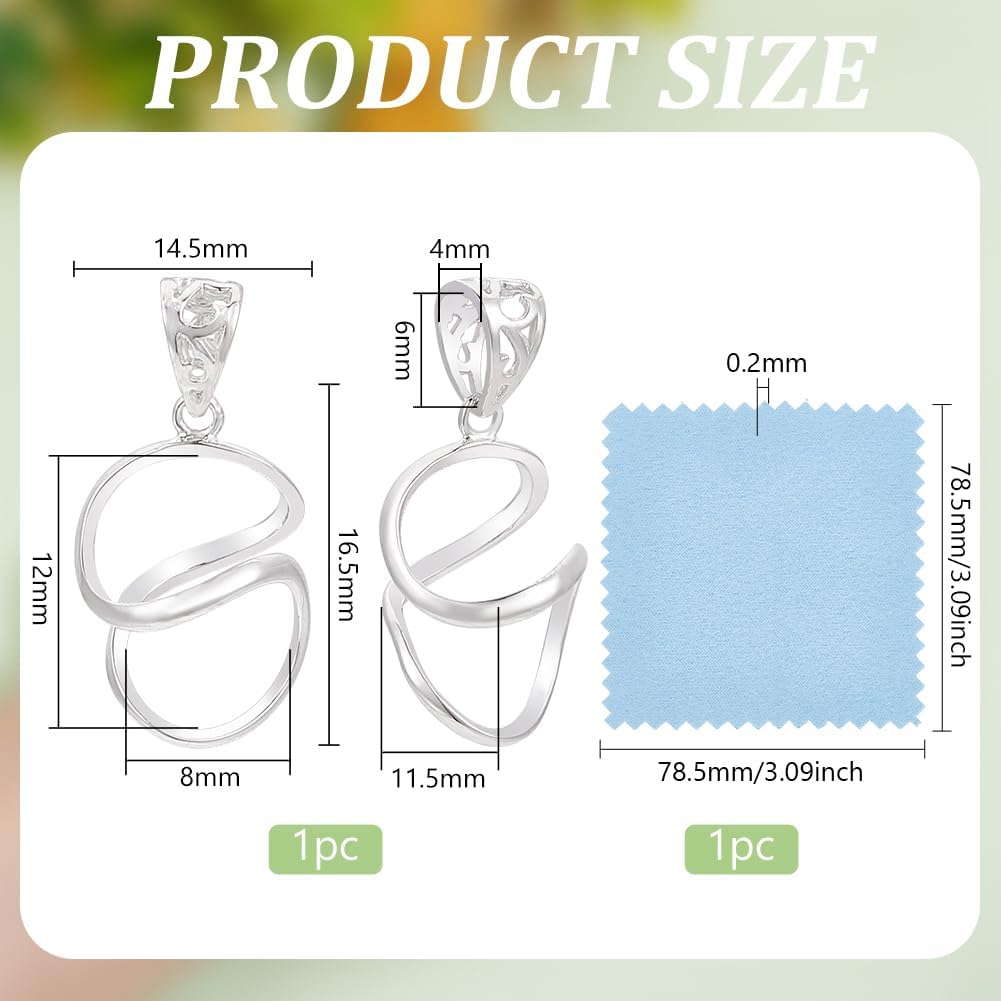 BENECREAT Sterling Silver Irregular Shape Gemstone Pendant Blank, Pendant Setting, DIY Jewelry Making - Image 2