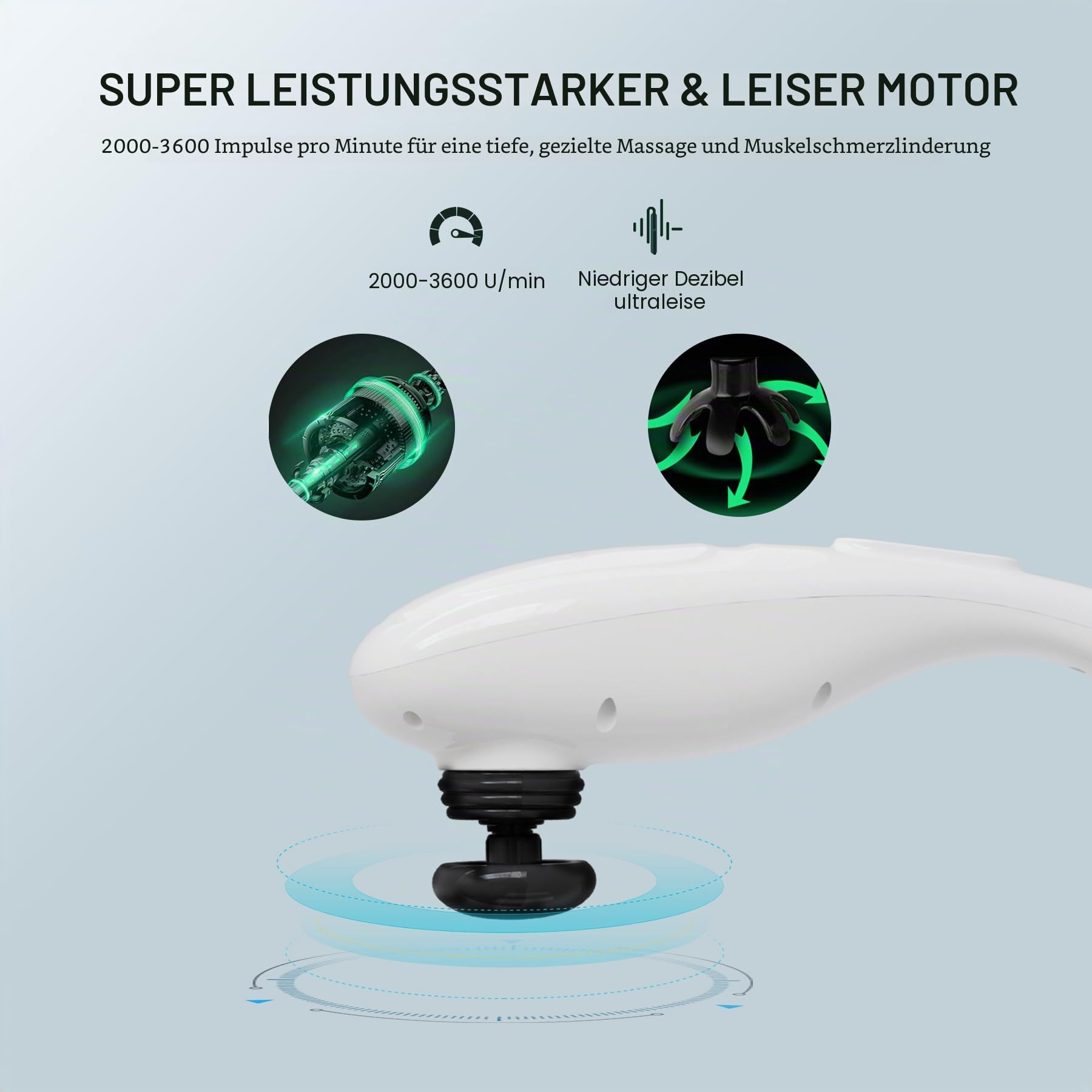 MEGAWISE Massagegerät, 5 Modi, 7 Massageköpfe, Hochfrequenzvibration. Kabelloses Handgerät Mit Langer Akkulaufzeit. Geeignet Für Schultern, Nacken und Andere Körperbereiche. Weiß, Ideal Als Geschenk