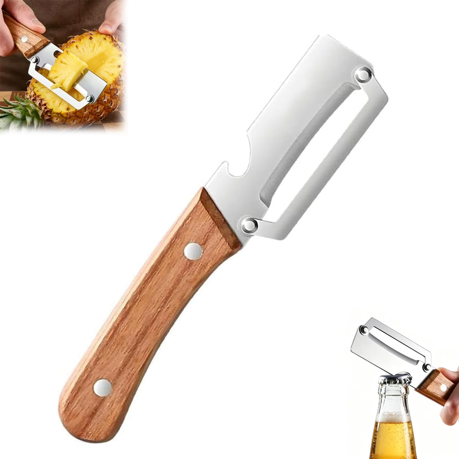 Photo 1 of **DIFFERENT COLOR**
MultiFunctional Vegetable Peeler for Kitchen, Vegetable Peeler with Wooden Handle and Bottle Opener, 2-in-1 Stainless Steel Kitchen Peelers for Fruit Veggie Apple Potato Pumpkin Papaya(1PCS)