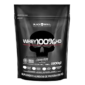 Whey 100% Hd - 900G Refil Morango, Black Skull