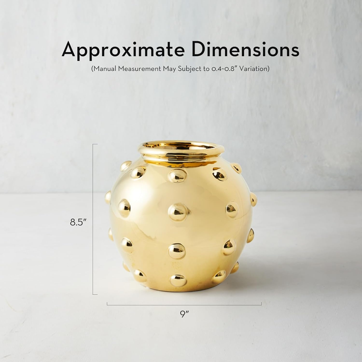 Z Gallerie Orb Bauble Vase - Spherical Studded Textured Vessel (Flowers Not Included) - Gold