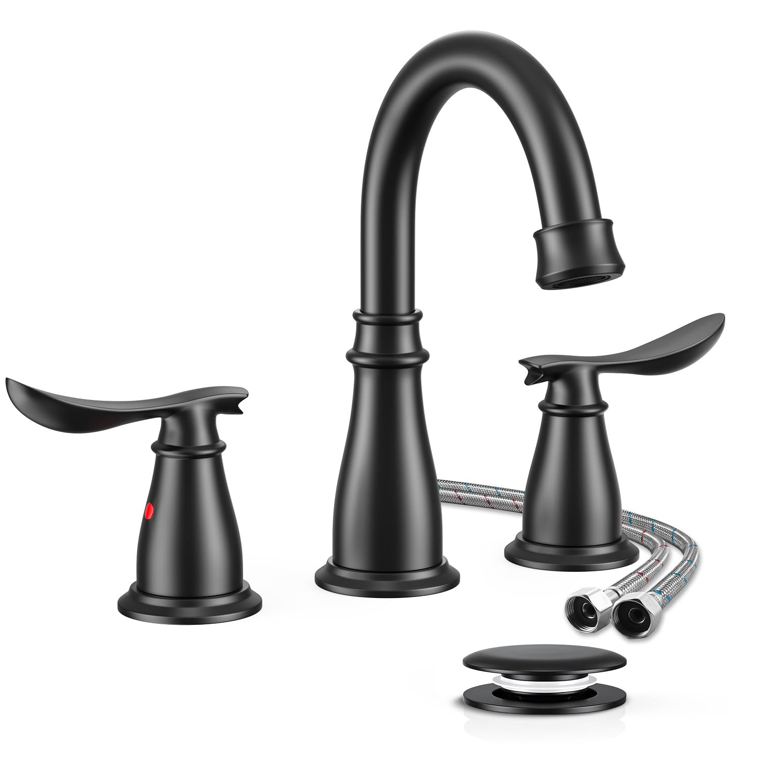 Kicimpro Bathroom faucets with Pop-up Drain, 3 Hole Bathroom Sink ...